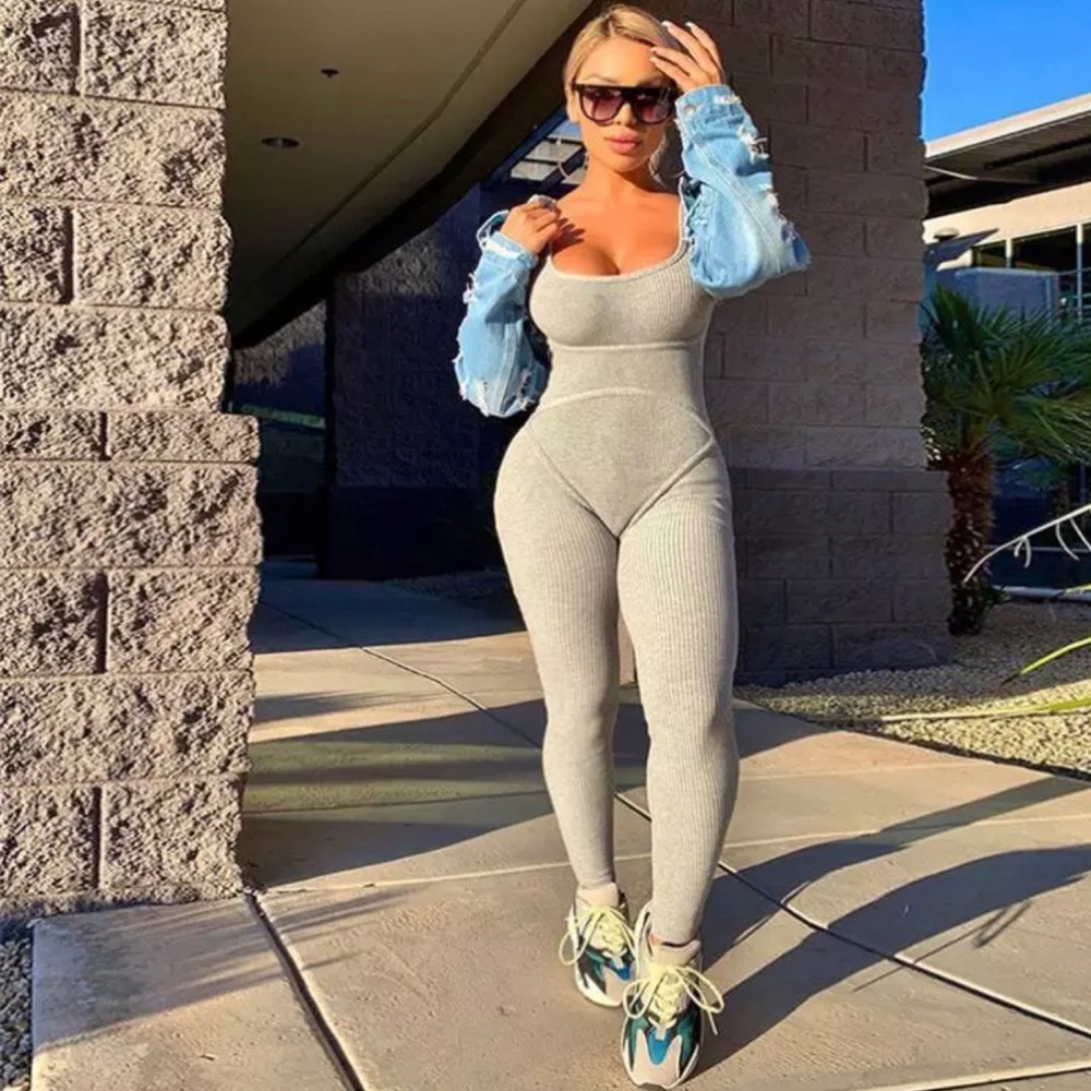 Grey stretch jumpsuit